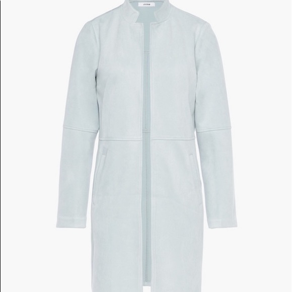 JustFab Faux Suede Baby Blue Open Front Jacket, Size M, New in Bag - Picture 4 of 8
